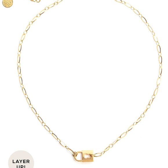 wellDunn jewelry Luck Gold Padlock Necklace Set - Picture 5 of 7